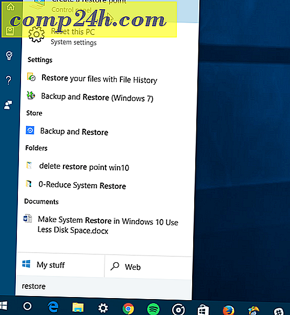 Verwijder oude Windows 10 Systeemherstelpunten om schijfruimte vrij te maken