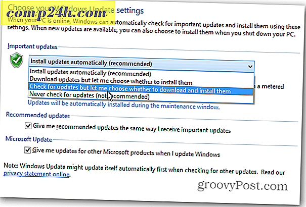 Få Windows 8 til å vise en stasjonær melding om oppdateringer
