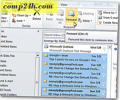 Videresend flere e-poster samtidig med Outlook 2010