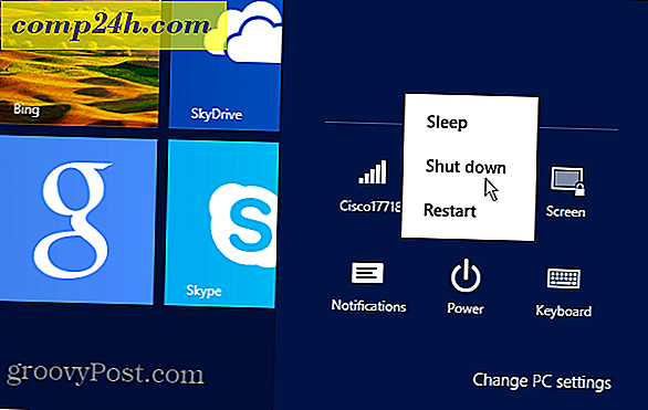Windows 8 Lukning, genstart, søvn og dvaletilslutning
