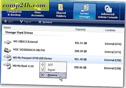 Windows Home Server: Sådan fjernes en ekstern harddisk