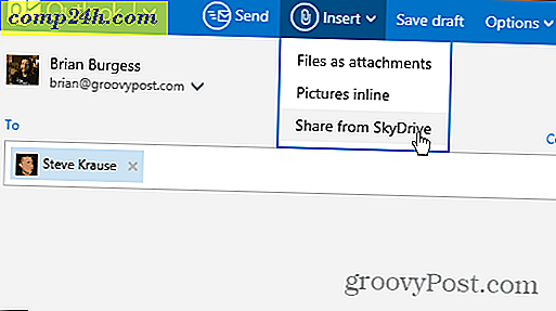 Sådan deler du filer fra SkyDrive i Outlook.com
