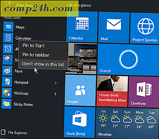 Windows 10: Fjern elementer fra startmenyen mest brukte listen