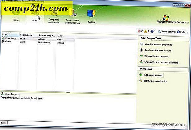 विंडोज होम सर्वर 2011 में उपयोगकर्ता खाता जोड़ें या निकालें