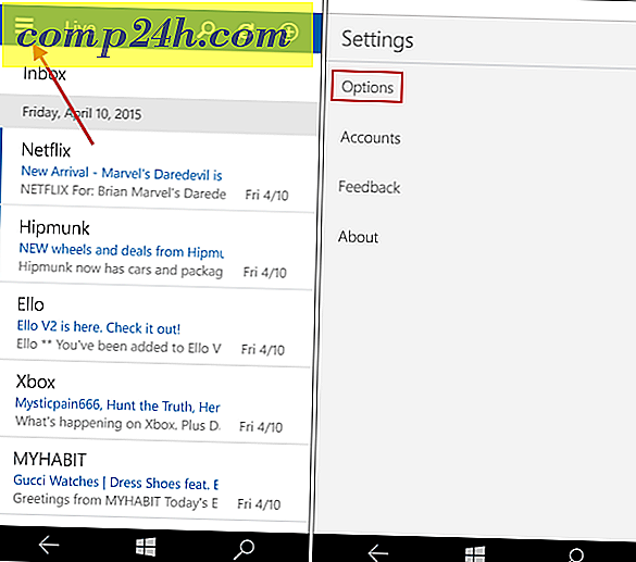 Windows 10 Mobile: de handtekening van Outlook Mail wijzigen