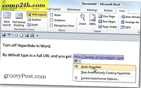Zatrzymaj MS Word przed utworzeniem hiperłącza podczas pisania adresu URL