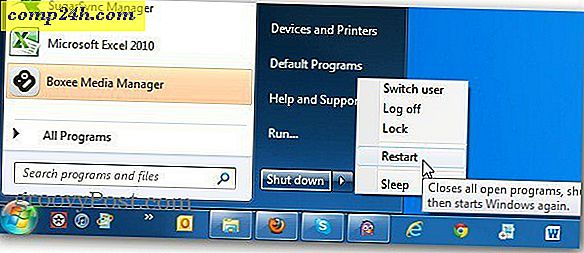 Ändra Windows 7 Startmeny Strömbrytare för att starta om alltid